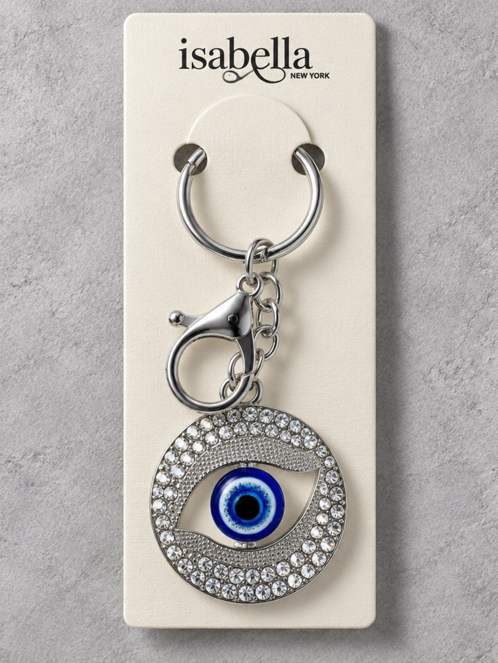 Isabella Silver-tone Blue Evil Eye Keychain